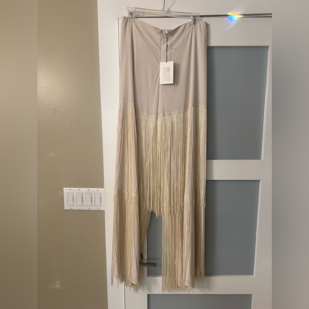 Alexis Cream Size M Fringe Pants Clark Nwt